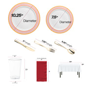 Celebrate friendship with elegant disposable dinnerware featuring red-gold accents for a warm vibe..