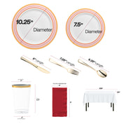 Celebrate friendship with elegant disposable dinnerware featuring red-gold accents for a warm vibe.
