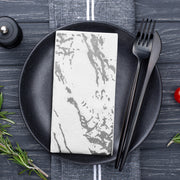 Chic and modern silver marbled napkins designed to suit every celebration—from intimate dinners to grand receptions