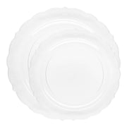 Chic and practical disposable dinnerware with a clear, vintage round design, perfect for any occasion