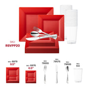 Chic celebration design showcasing the Red Square Plastic Wedding Value Set, ideal for festive, modern occasions