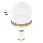 Chic clear round salad plates with a gold lotus rim design, 7.5-inch size, elegant and disposable, perfect for parties