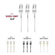 Chic, fancy silver plastic forks with contemporary white handles, disposable, perfect for upscale occasions.