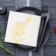Chic gold floral napkins that complement bridal showers, anniversaries, and elegant garden parties with timeless charm