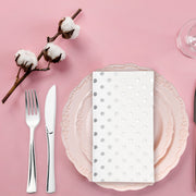 Chic silver-dotted paper napkins, perfect for birthdays, anniversaries, and dinner parties