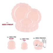 Chic wedding setup enhanced by the soft hue and floral elegance of the Pearl Pink Round Lotus Dinnerware Set