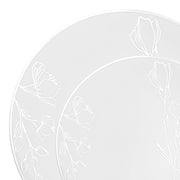 Classic White Disposable Plates with Silver Antique Floral Design