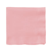 Classic pink paper cocktail napkins with 10" x 10" unfolded size, ideal for drinks and parties; pack includes 600 disposable napkins