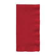 Classic red paper dinner napkin measuring 16 x 16 inches, unfolded from a 600-count bulk case.