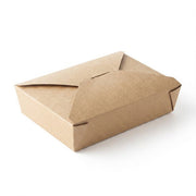 Clean kraft folded paper #2 container in natural brown, professional-grade medium disposable takeout box for restaurants and catering.
