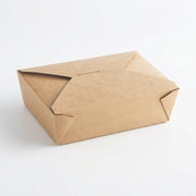 Clean kraft folded paper #3 container in natural brown, professional-grade large disposable takeout box for restaurants and catering.
