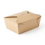 Clean kraft folded paper #4 container in natural brown, professional-grade extra-large disposable takeout box for restaurants and catering.
