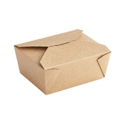 Clean kraft folded paper #8 container in natural brown, professional-grade small disposable takeout box for restaurants and catering.
