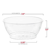 Clear Floral Round Disposable Plastic Dessert Bowls (6 oz.) Dimension