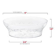 Clear Floral Round Disposable Plastic Soup Bowls (10 oz.) Dimension