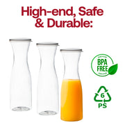 35 oz. Clear Large Disposable Plastic Wine Carafes with Lids BPA | Smarty Had A Party