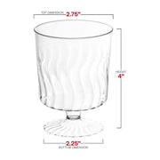8 oz. Clear Plastic Pedestal Wine Glasses Dimension | Smarty Had A Party