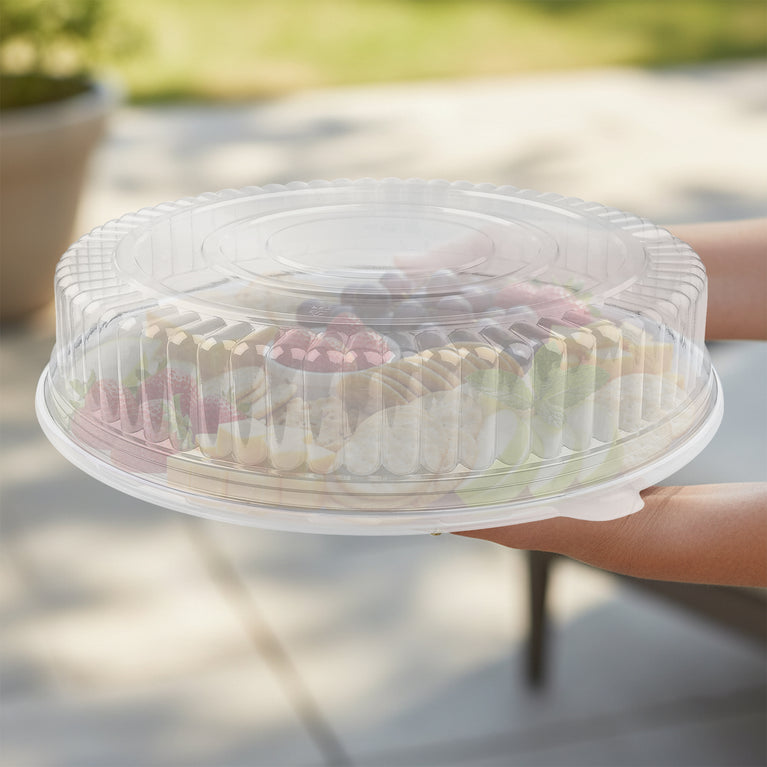 round plastic trays for plants 18" Clear Round Plastic Trays with Lids
