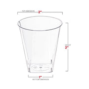 2 oz. Clear Square Bottom Disposable Plastic Shot Cups Dimension | Smarty Had A Party