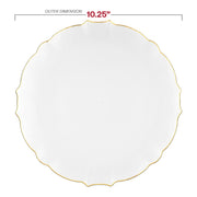 Clear with Gold Rim Round Lotus Plastic Dinner Plates (10.25") Dimension | Smarty Had A Party