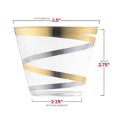 9 oz. Clear with Gold Swirl Round Disposable Plastic Party Cups Dimension | Smarty Had A Party