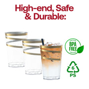 12 oz. Clear with Gold Swirl Round Disposable Plastic Tumblers BPA | Smarty Had A Party