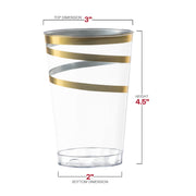 12 oz. Clear with Gold Swirl Round Disposable Plastic Tumblers Dimension | Smarty Had A Party