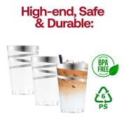 12 oz. Clear with Silver Swirl Round Disposable Plastic Tumblers BPA | Smarty Had A Party