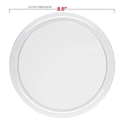 Clear 8.5-inch disposable plastic plates featuring a flat round design
