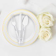 Clear Baroque Disposable Plastic Cutlery Set - 20 Spoons, 20 Forks and 20 Knives premium look and performance, perfect for themed dinner nights or holidays