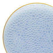 Clear Blue with Gold Rim Hammered Glass Disposable Plastic Dinner Plates