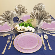 Clear Pink Hammered Plates were used to serve fruit and salad at a soft-toned bridal shower.