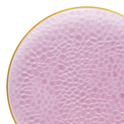 Clear Pink with Gold Rim Hammered Glass Disposable Plastic Dinner Plates