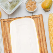 Clear Plates with Gold Rim served finger foods at a luxury wedding cocktail hour.