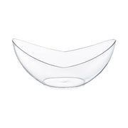 Clear big disposable plastic concave cups, 4 oz capacity, perfect for serving drinks, appetizers, or desserts, 288 cups per case.