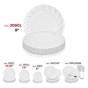 Clear disposable buffet plates, 9-inch round with a flair design