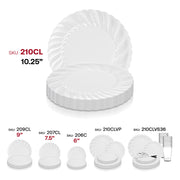 Clear disposable dinner plates, 10.25-inch round with a flair design