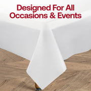 Clear disposable plastic tablecloth, rectangular shape, 54" x 108", designed for easy cleanup at events, bulk 96 pack.