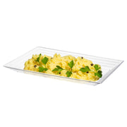 Clear groove-rim tray filled with mashed potatoes, perfect for buffets, catering, and formal meal service