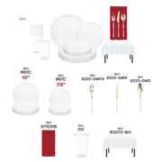 Clear lotus design plates from The Blessed Set arranged with gold-accented cutlery on a fall-themed table..