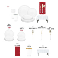 Clear lotus design plates from The Blessed Set arranged with gold-accented cutlery on a fall-themed table