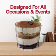 Clear octagon disposable plastic dessert cups, 3" in size, 5.5 oz capacity, perfect for individual portions, 288 cups per case.