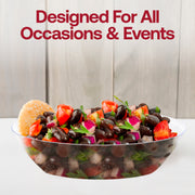 Clear oval bowl used at a wedding reception, holding a vibrant salad and designed for elegant event food service