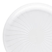 Clear pavilion round disposable plastic tray, perfect for stylish food presentation at events and gatherings