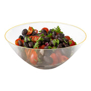 Clear plastic bowls with a luxurious gold rim, 32 oz round design