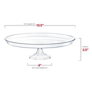 Clear plastic cake stand made from BPA-free, recyclable material, suitable for eco-conscious dessert service