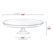 Clear plastic cake stand made from BPA-free, recyclable material, suitable for eco-conscious event serving