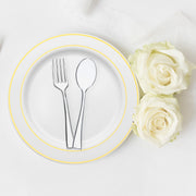 Clear plastic mini flatware set measuring 4", perfect for small portions, tastings, and appetizer servings