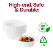 Clear plastic soup bowls with a 5-inch diameter and 5 oz. capacity, flared edge design, sold in a bulk pack of 180, BPA-Free