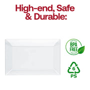 Clear rectangular plastic dessert plates, 5.5 x 8.5 inches, BPA-free